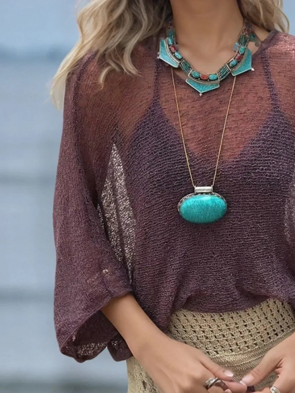 Lightweight Sheer Long Sleeve Beach Cover Up - Southern Shores Clothing