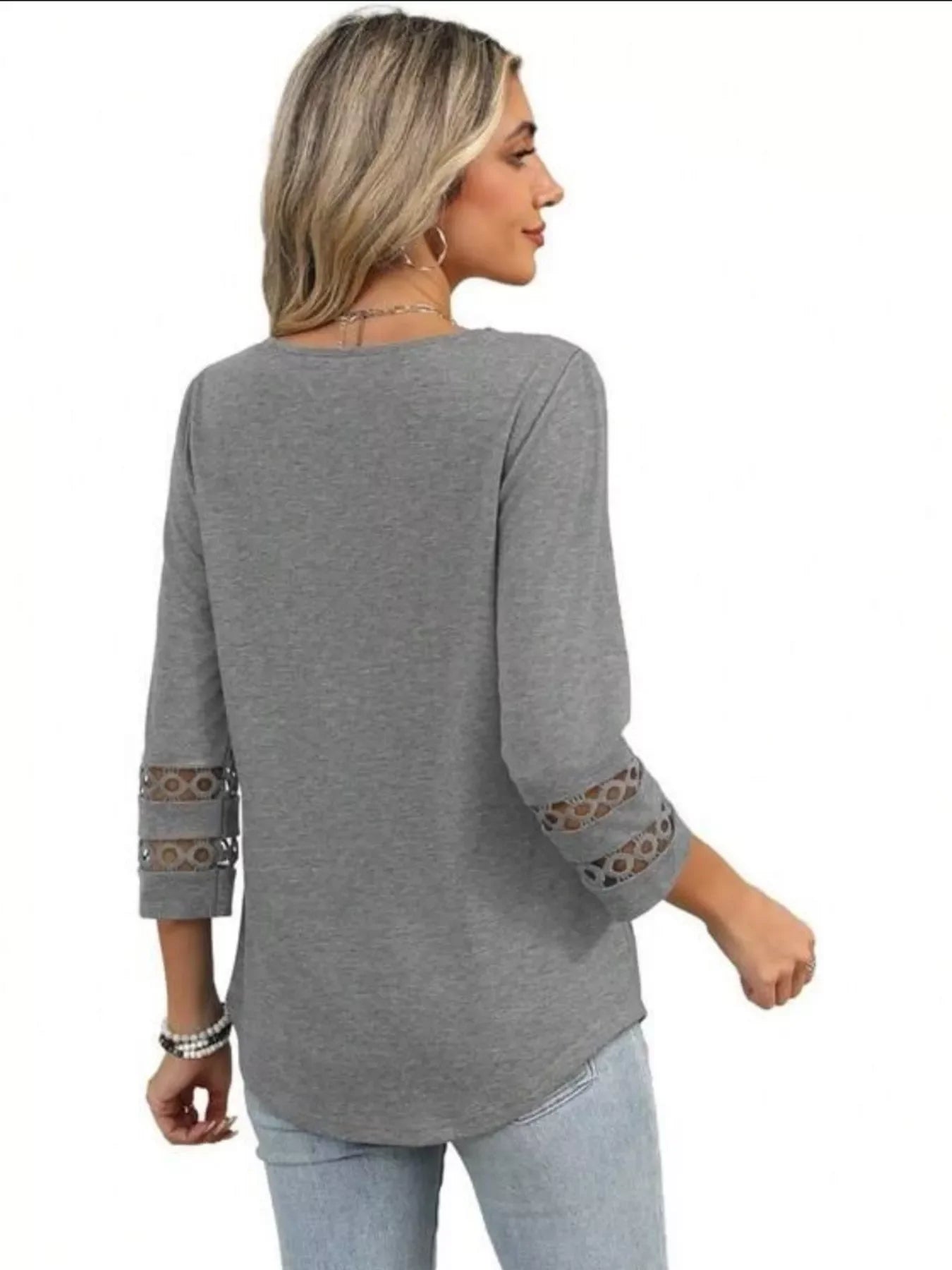 Full Size V-Neck 3/4 Sleeve T-Shirt Plus Size - Southern Shores Clothing