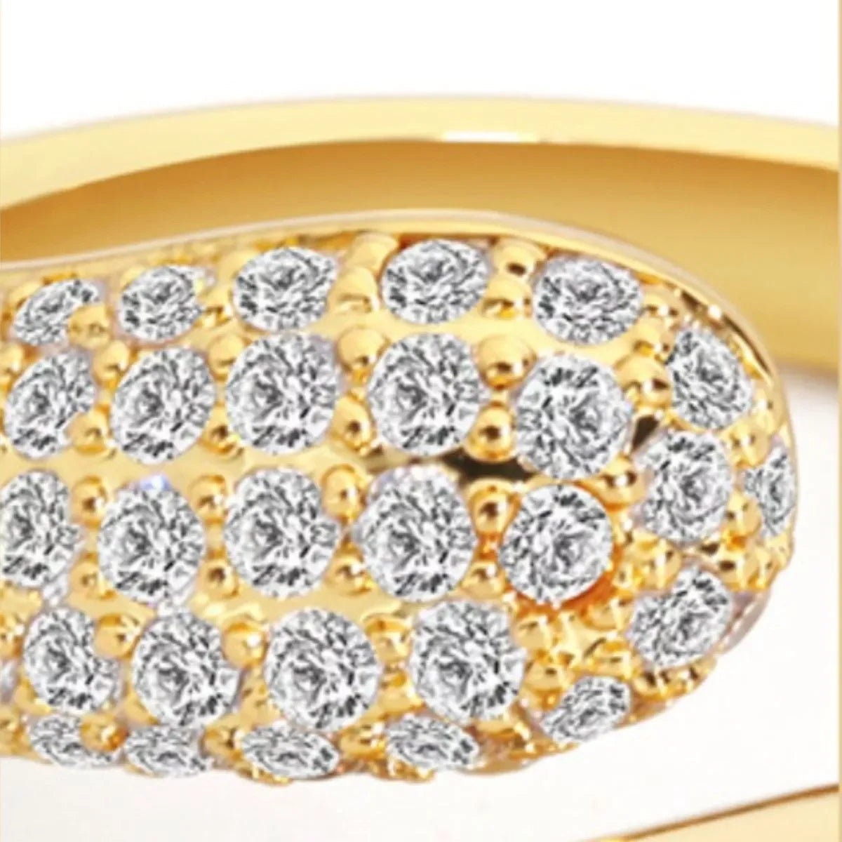 18K Gold-Plated Adjustable Open Ring With Crystals - Southern Shores Clothing