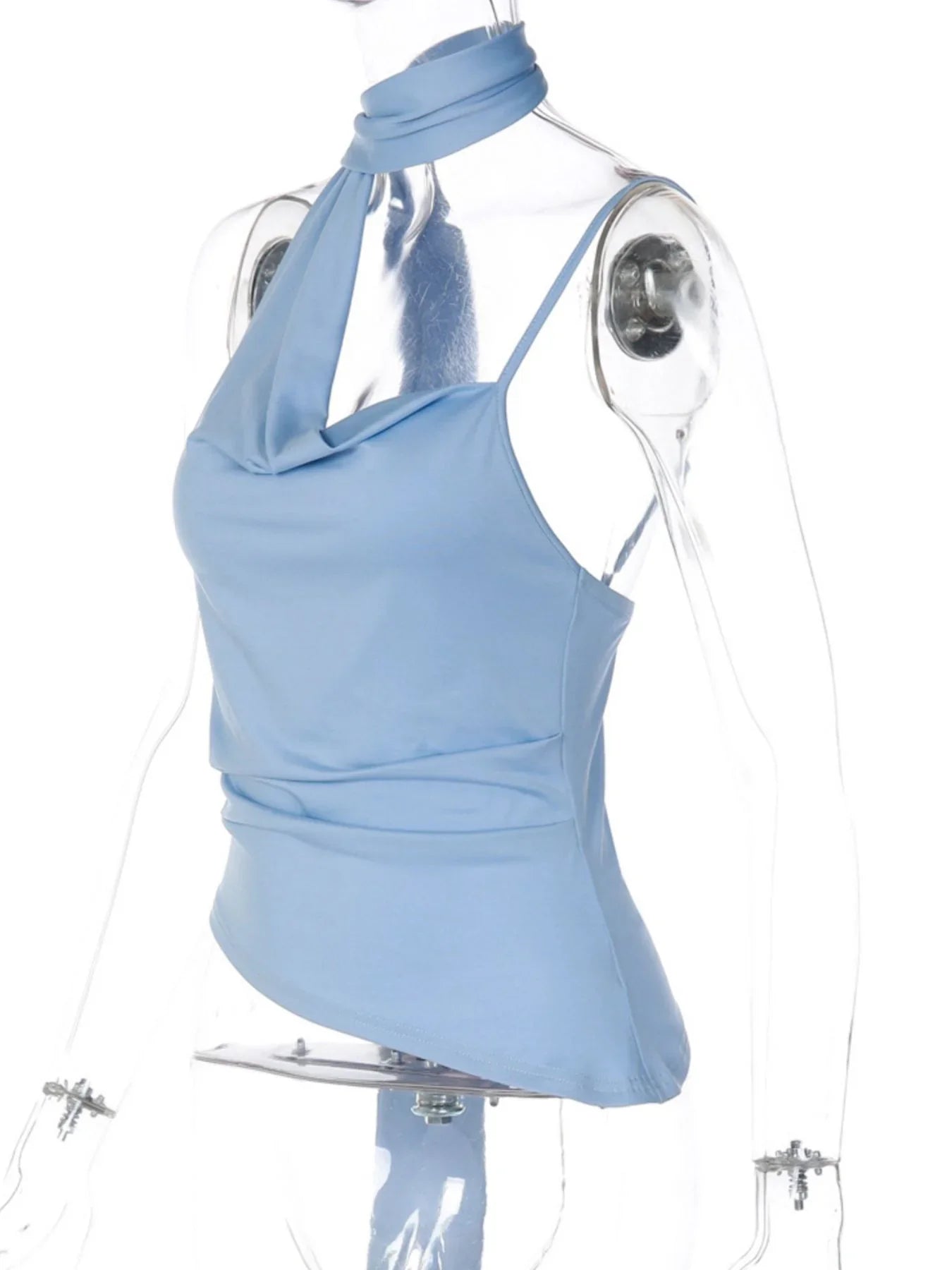 Asymmetrical Neckline Ruched Cami Top With Lightweight Stretch - Southern Shores Clothing