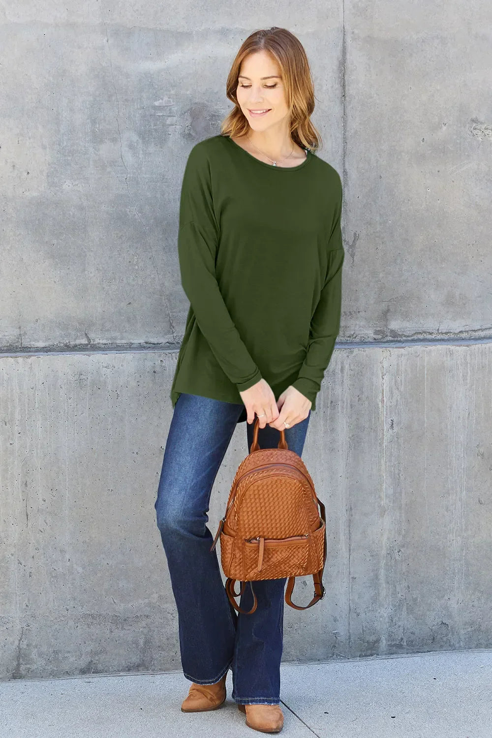 Round Neck T Shirt With Dropped Shoulder - Southern Shores Clothing