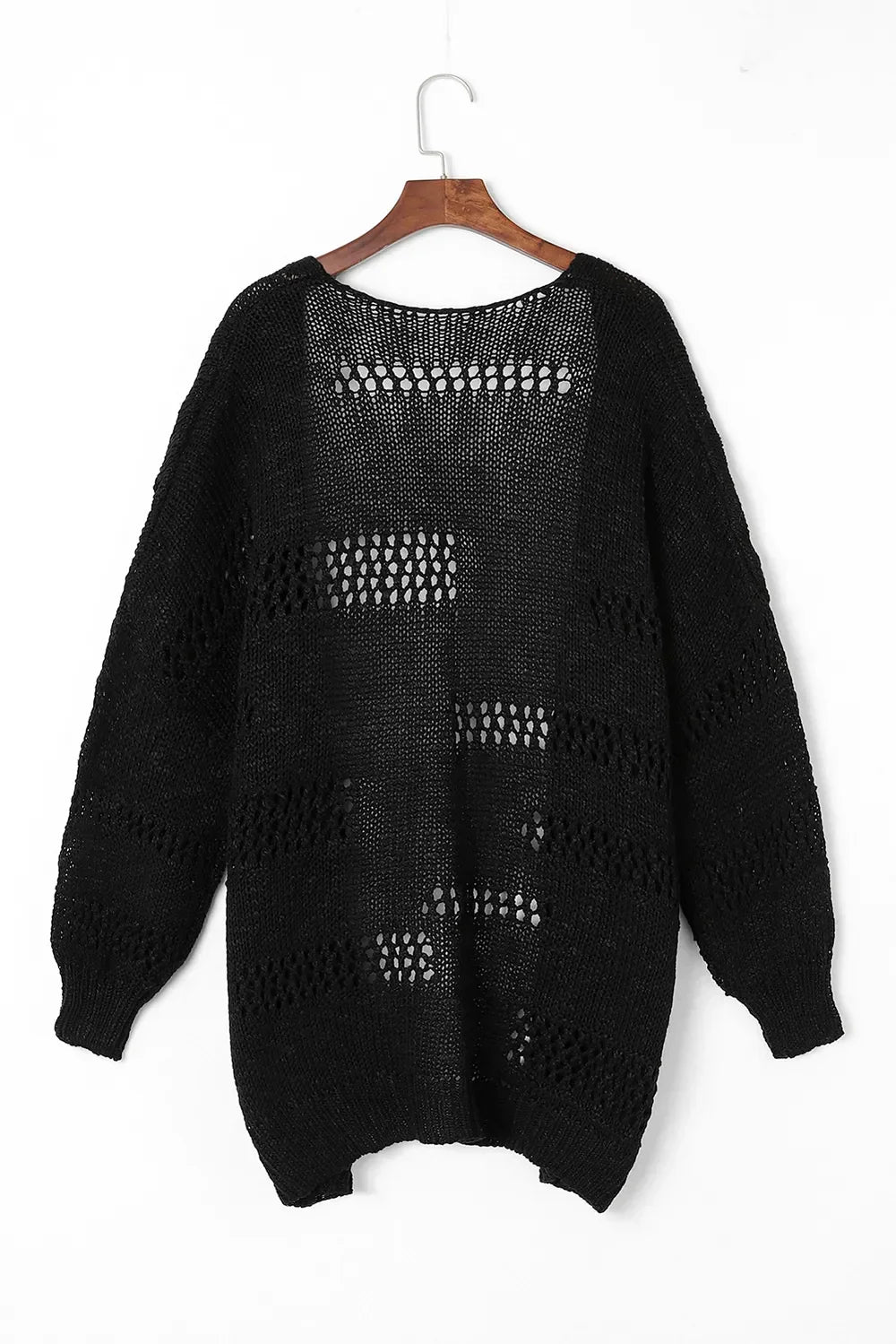 Openwork Open Front Long Sleeve Cardigan - Southern Shores Clothing