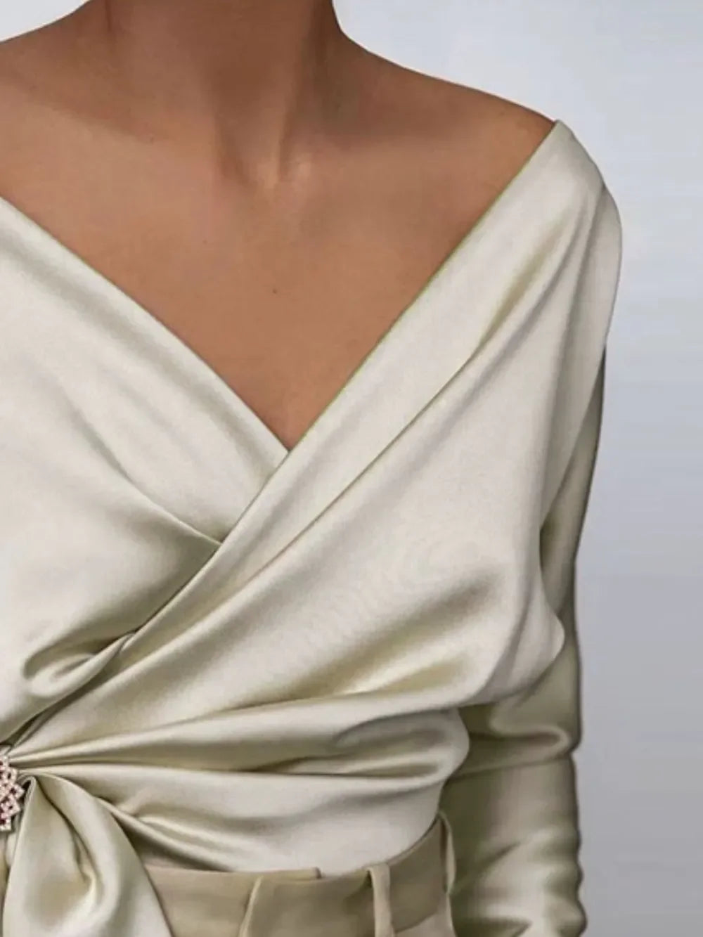 Southern Shores Clothing Surplice Long Sleeve Blouse With Tied Bow In 95% Polyester - Southern Shores Clothing