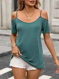 Cold Shoulder Short Sleeve Casual T Shirt - Southern Shores Clothing