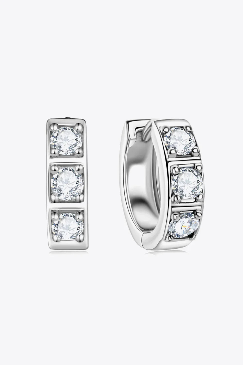 Minimalist Inlaid Moissanite Huggie Earrings - Southern Shores Clothing
