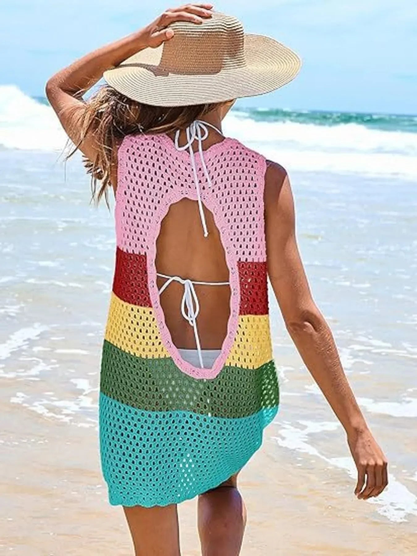 Openwork Block Cover Up Breathable Beachwear - Southern Shores Clothing