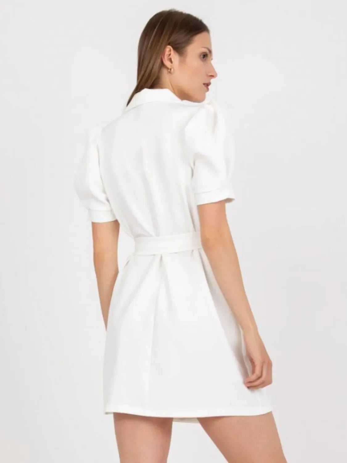 Tie Waist Short Sleeve Blazer Dress For Daily Wear - Southern Shores Clothing