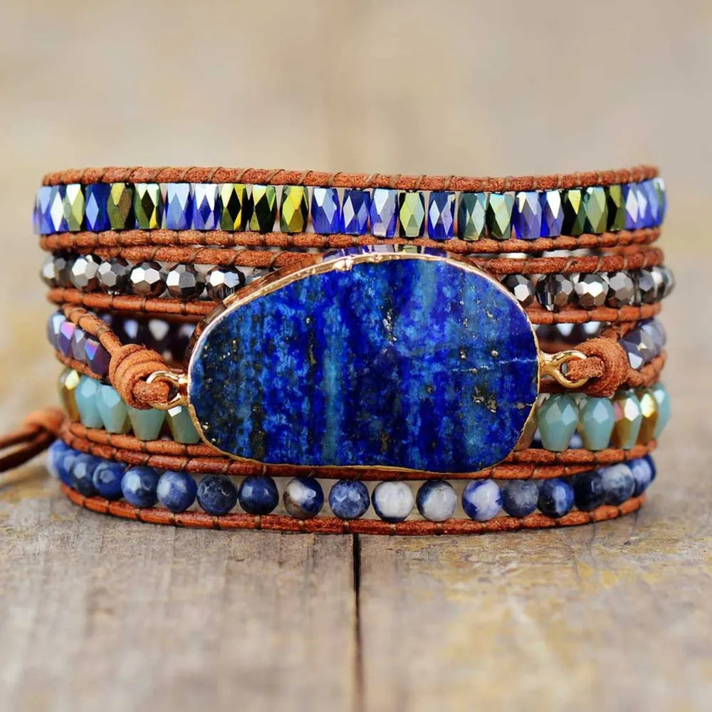 Southern Shores Lapis Lazuli Layered Bracelet with Natural Stone Design