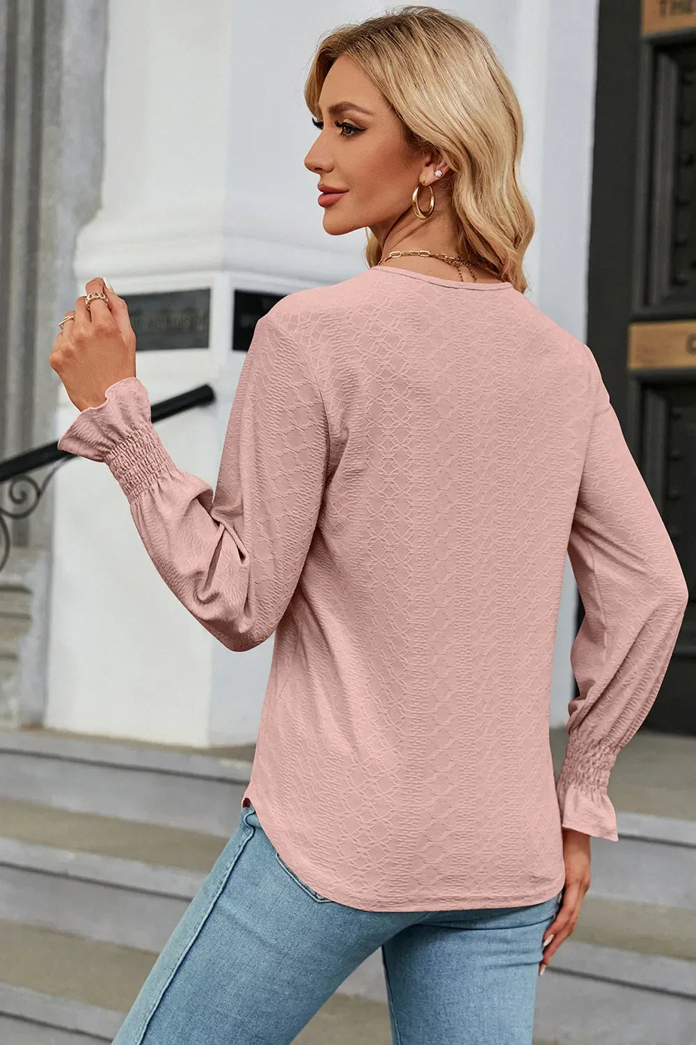 V-Neck Flounce Sleeve T-Shirt - Southern Shores Clothing