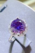 Moissanite Ring Platinum Plated Sterling Silver Halo - Southern Shores Clothing