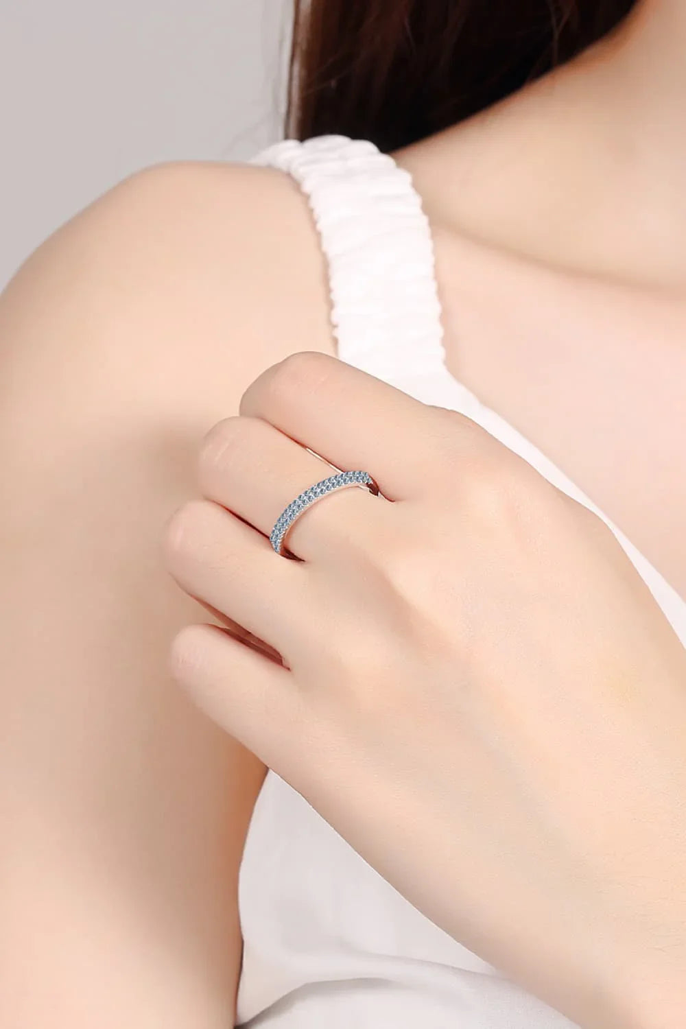 Minimalist Moissanite Sterling Silver Half-Eternity Ring - Southern Shores Clothing