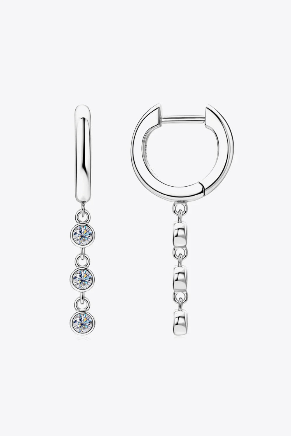 Minimalist Moissanite Sterling Silver Earrings - Southern Shores Clothing