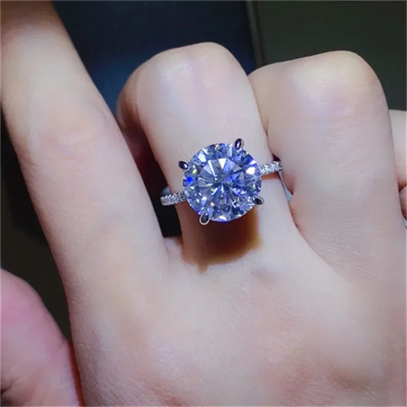 5 Carat Moissanite Sterling Silver Ring With Zircon Accents - Southern Shores Clothing
