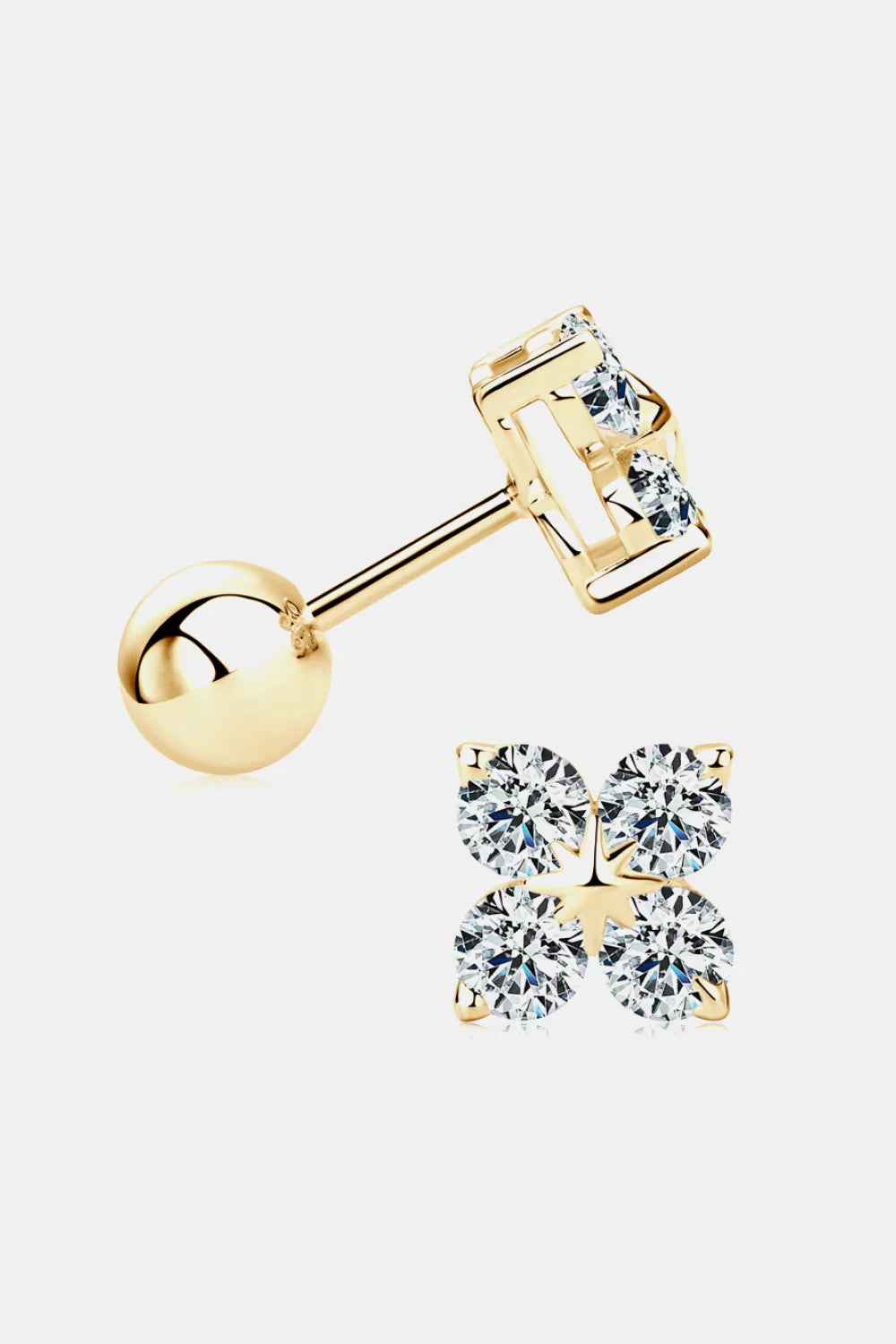 Moissanite Four Leaf Clover Earrings Sterling Silver - Southern Shores Clothing