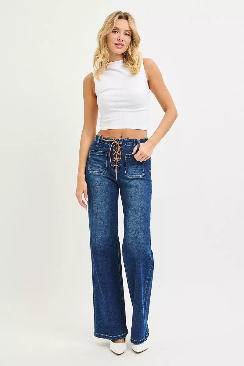 Plus Size High Rise Wide Leg Jeans Denim - Southern Shores Clothing
