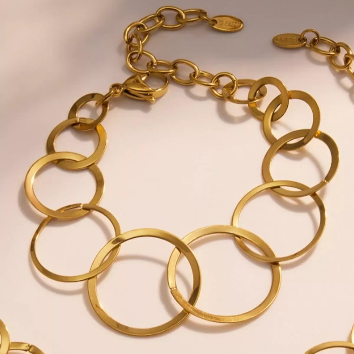 18K Gold Plated Titanium Steel Round Adjustable Bracelet