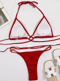 Halter Neck Crisscross Ribbed Bikini Swimwear - Southern Shores Clothing