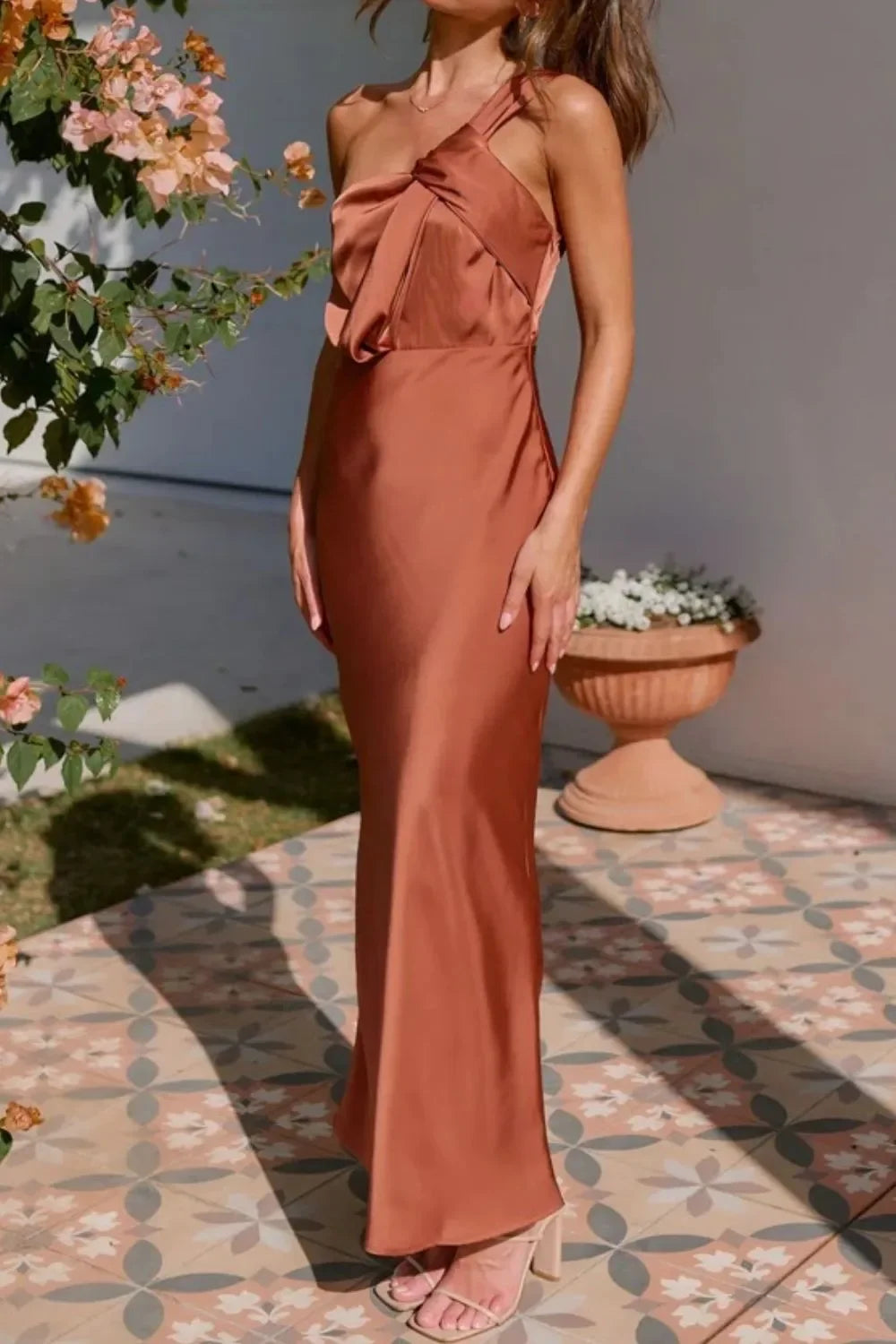 One Shoulder Sleeveless Maxi Dress Coastal Style - Southern Shores Clothing