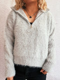 Cozy Fuzzy Half Zip Sweater With Slight Stretch - Southern Shores Clothing
