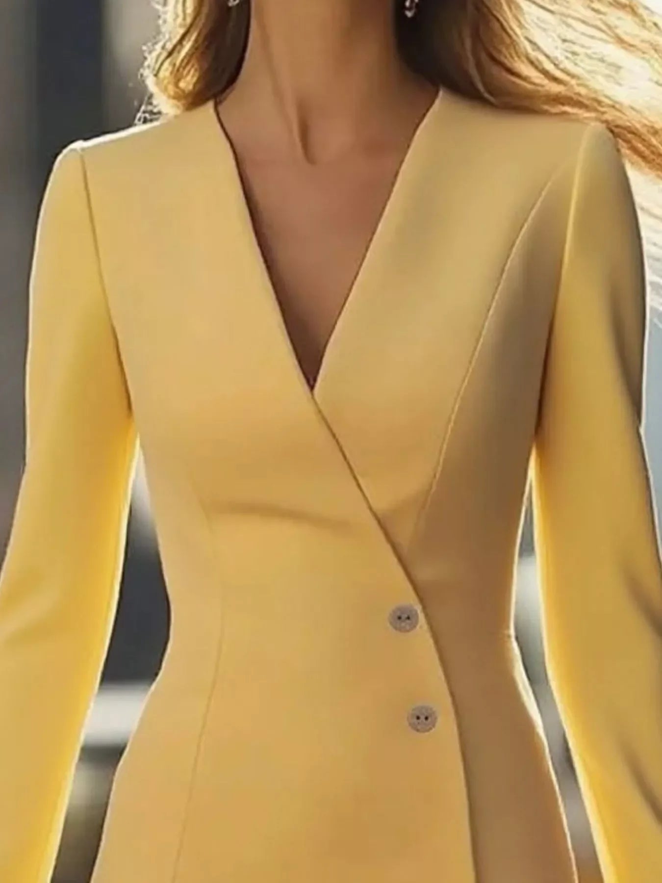 Long Sleeve Blazer Dress With Button Detail - Southern Shores Clothing