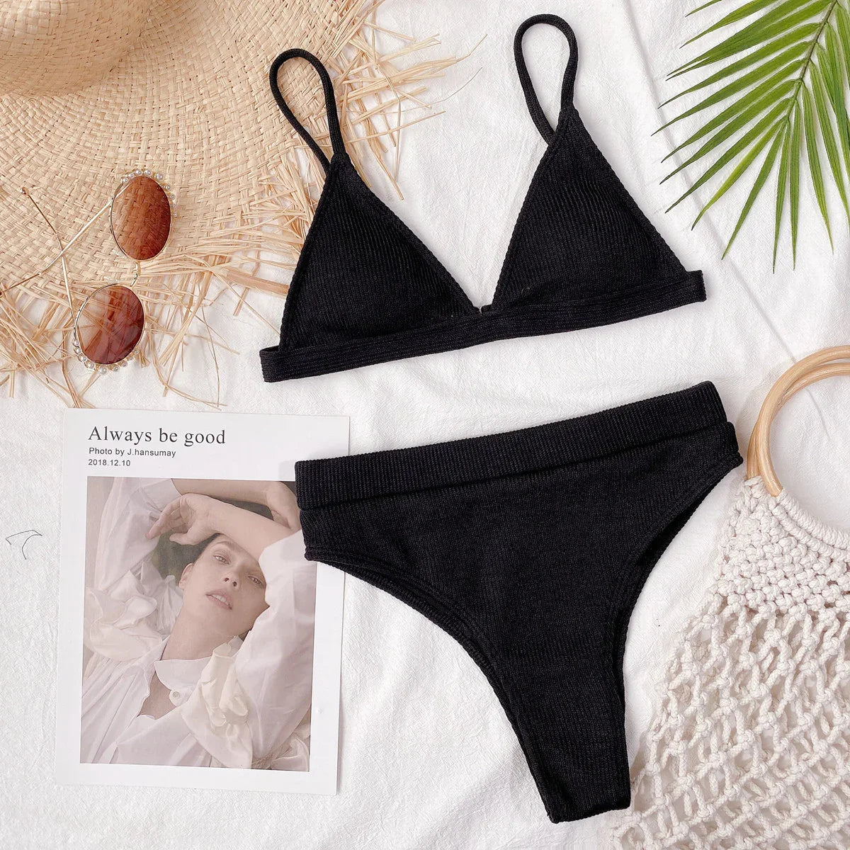 Highly Stretchy Ribbed Spaghetti Strap Bikini Set - Southern Shores Clothing