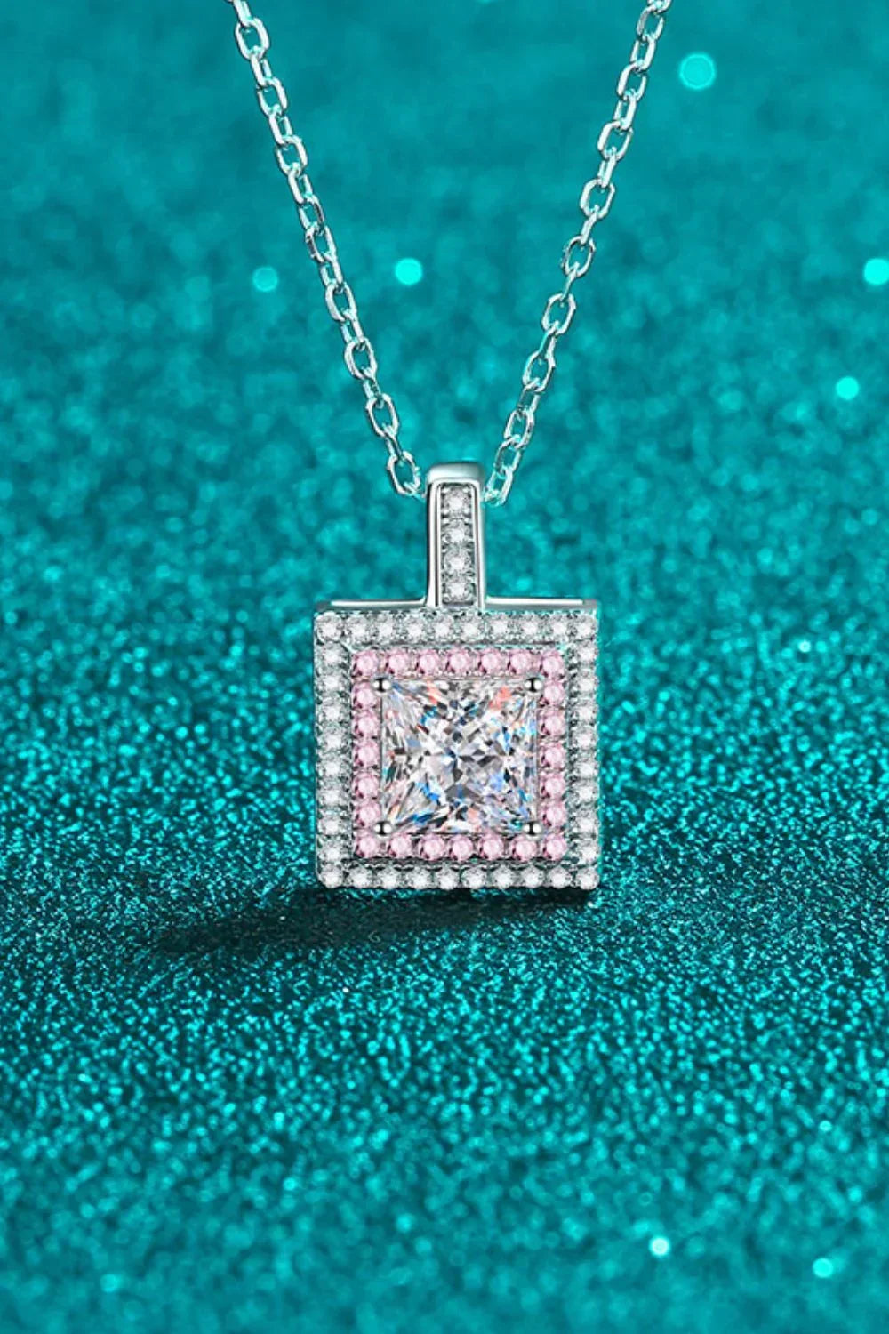 1 Carat Moissanite Square Pendant Necklace - Southern Shores Clothing