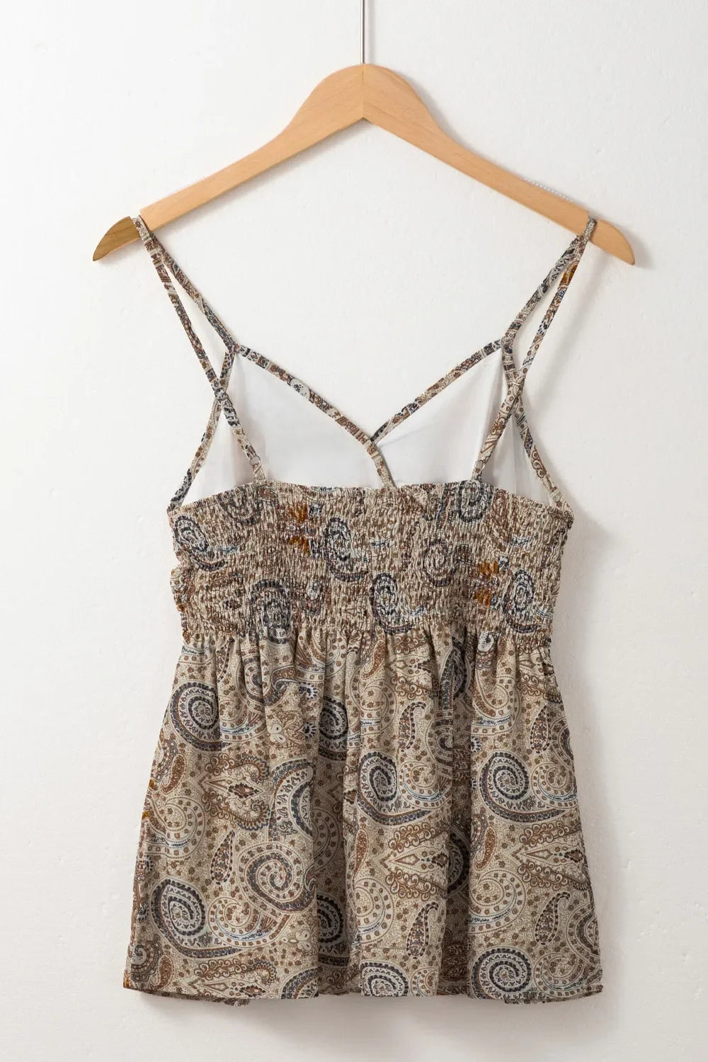 Paisley Print Smocked Babydoll Cami Top Sleeveless Lightweight - Southern Shores Clothing