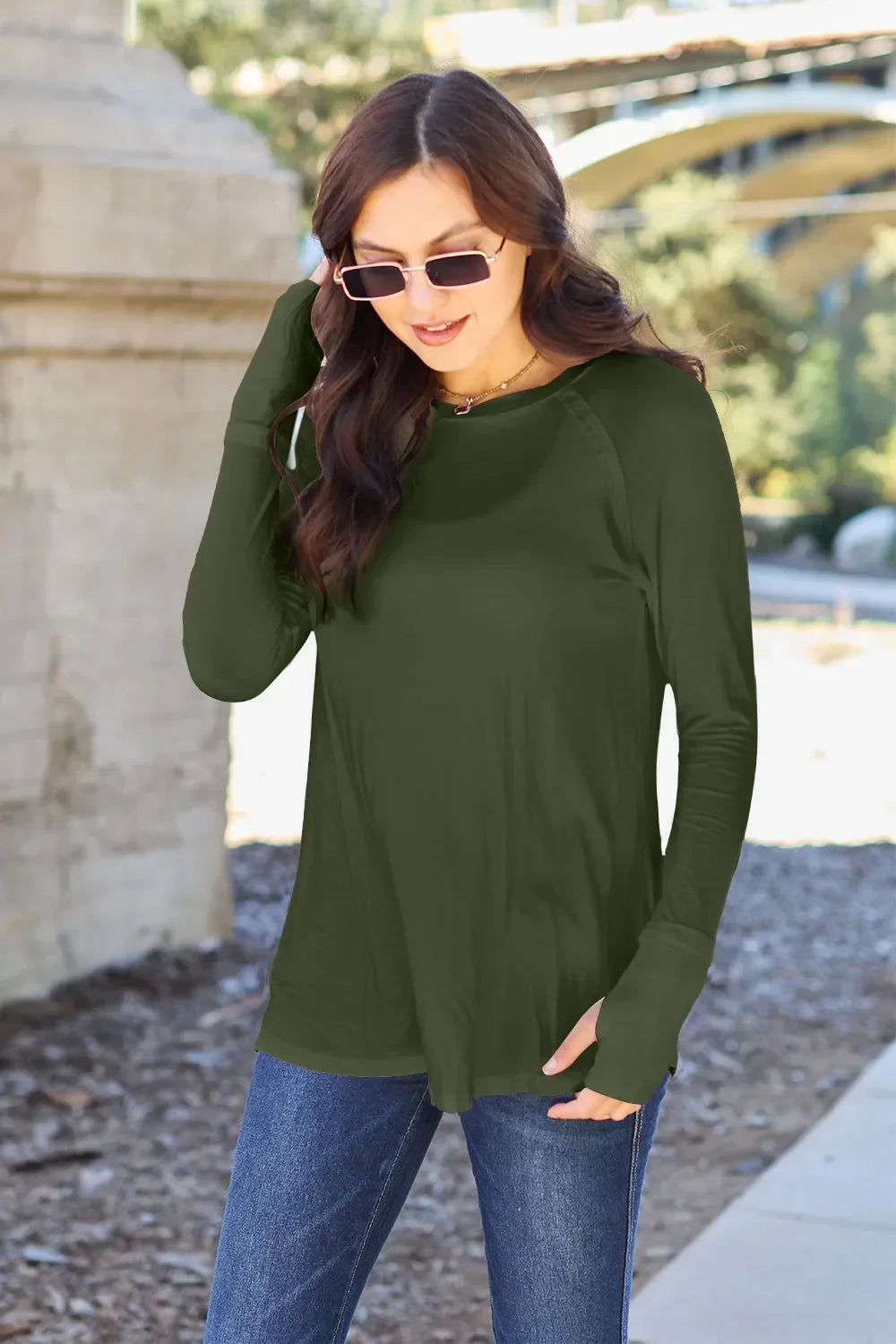 Classic Round Neck Long Sleeve T Shirt Basic - Southern Shores Clothing