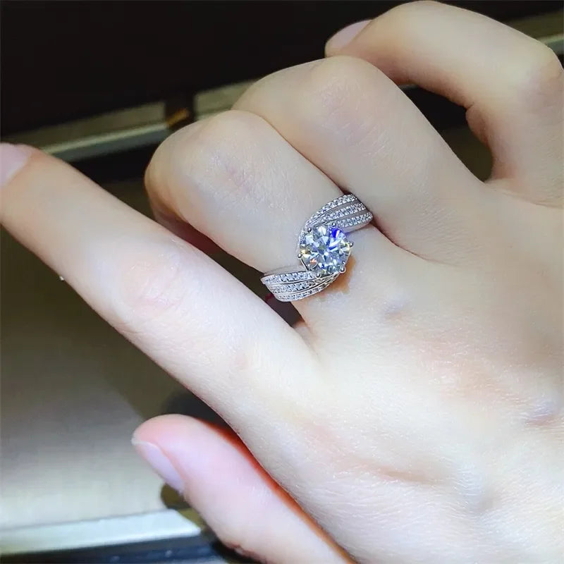 1 Carat Moissanite Center Stone Ring In Sterling Silver - Southern Shores Clothing