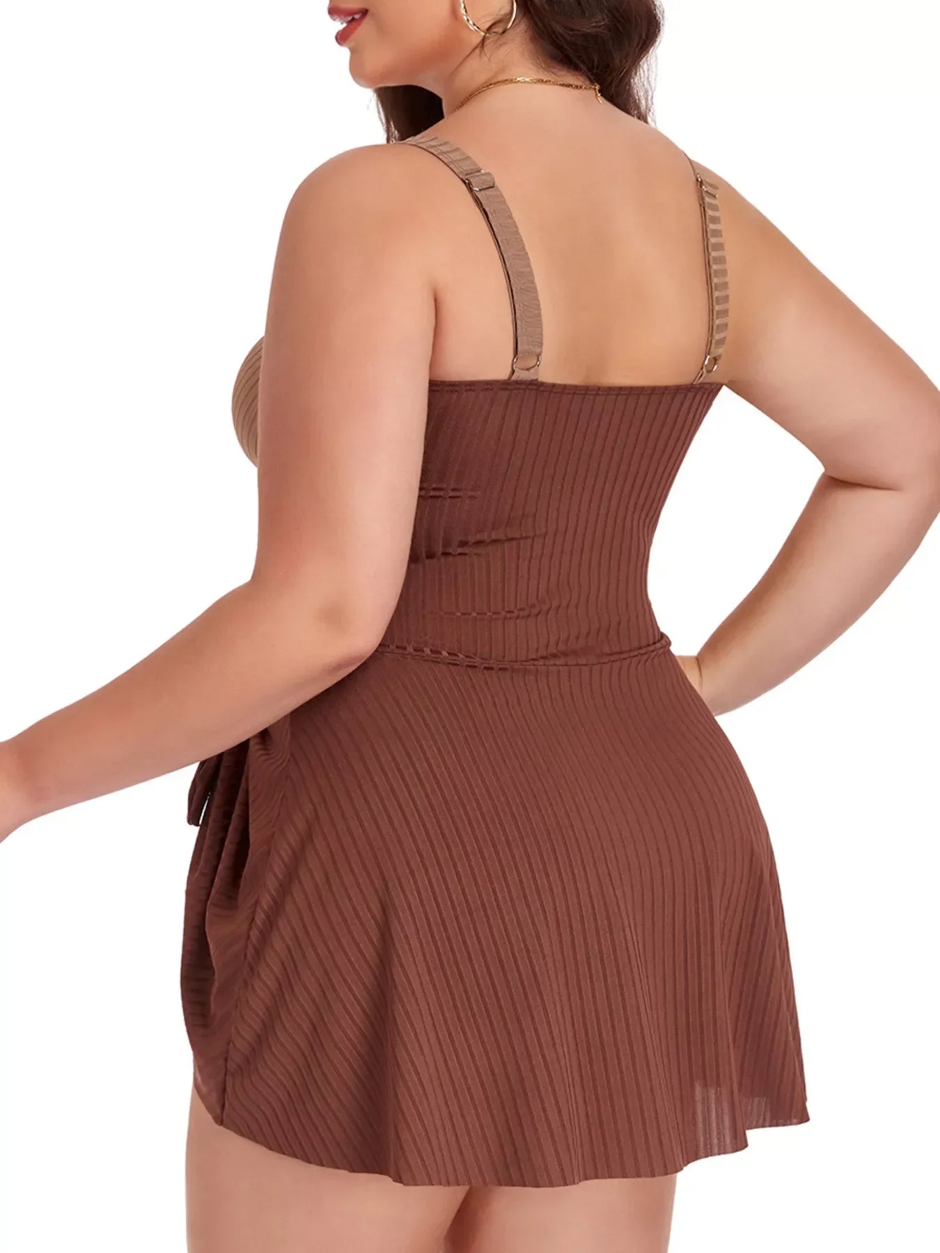 Plus Ruched One Piece Swim Dress With Removable Padding - Southern Shores Clothing
