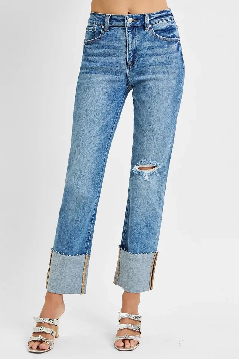 High Rise Ankle Straight Jeans Plus Size - Southern Shores Clothing