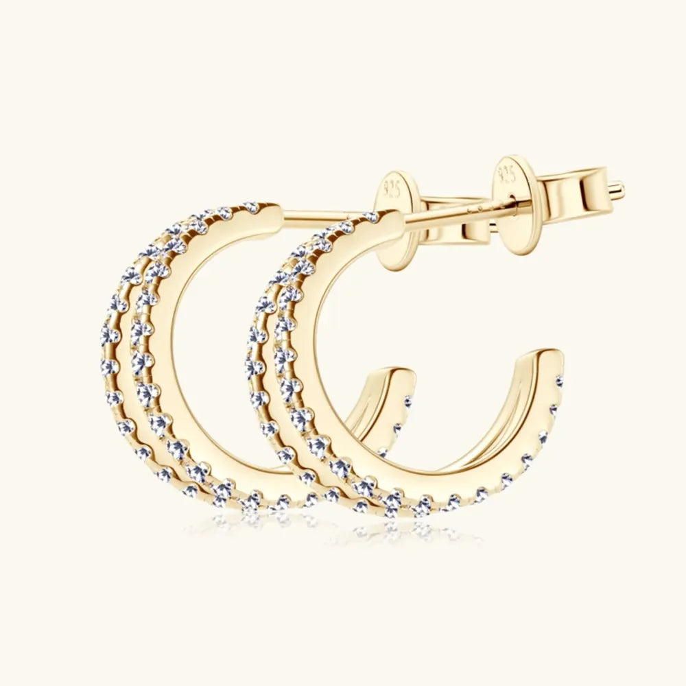 Moissanite Sterling Silver C-Hoop Earrings - Southern Shores Clothing