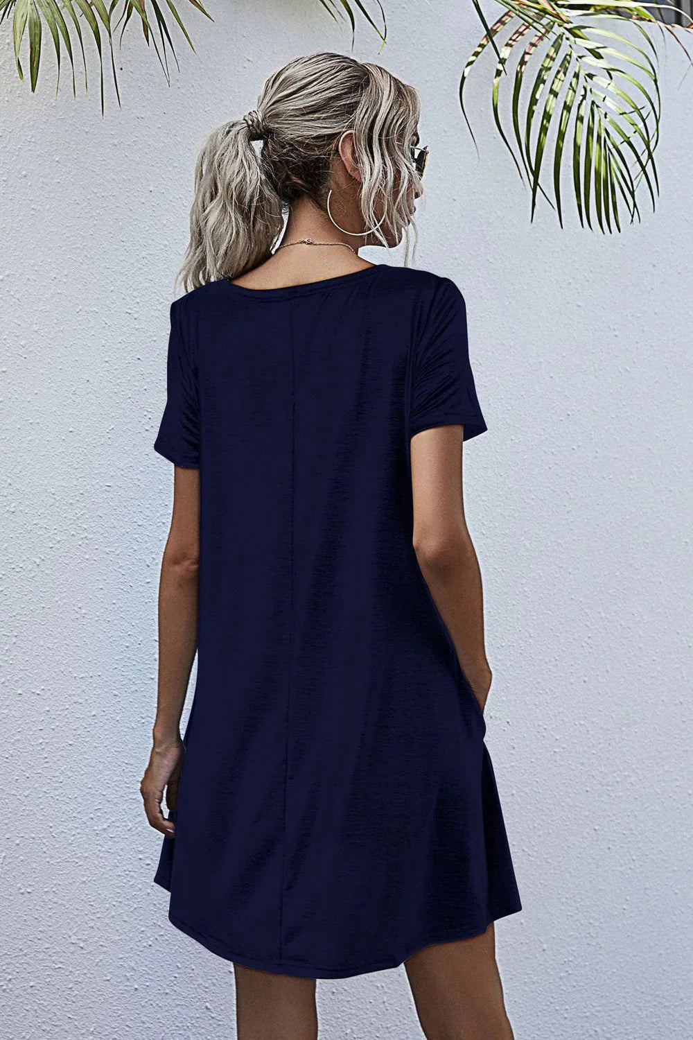 Round Neck Short Sleeve Mini Dress - Southern Shores Clothing