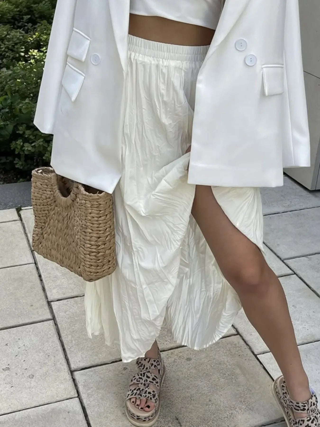 Chic Ruched Elastic Waist Skirt One Size - Southern Shores Clothing