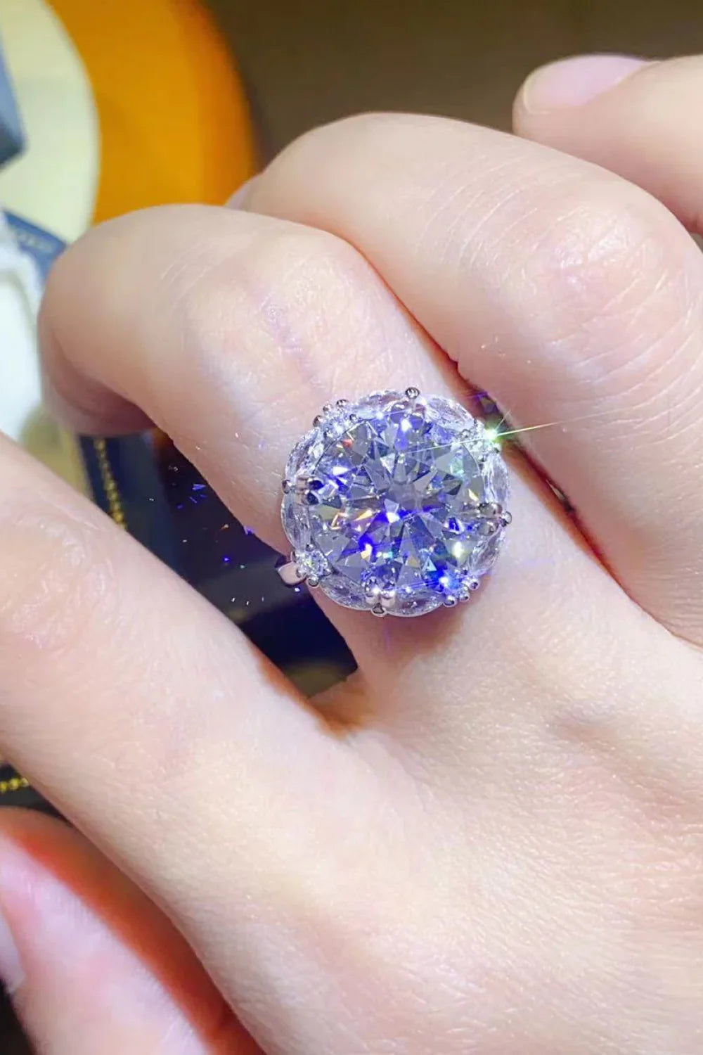 5 Carat Moissanite Sterling Silver Ring With Zircon Accents - Southern Shores Clothing