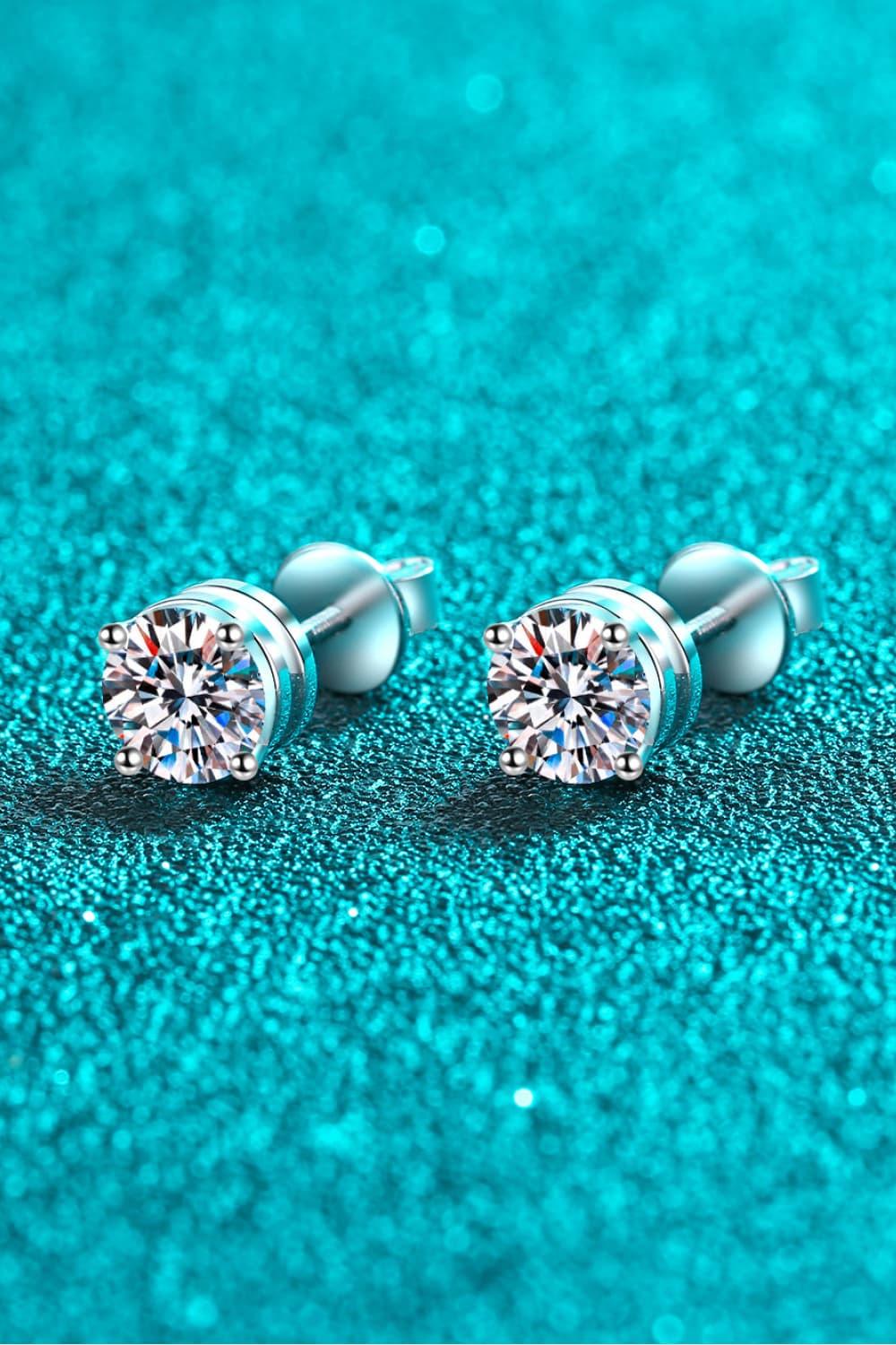 Rhodium Plated Moissanite Stud Earrings Daily Wear - Southern Shores Clothing