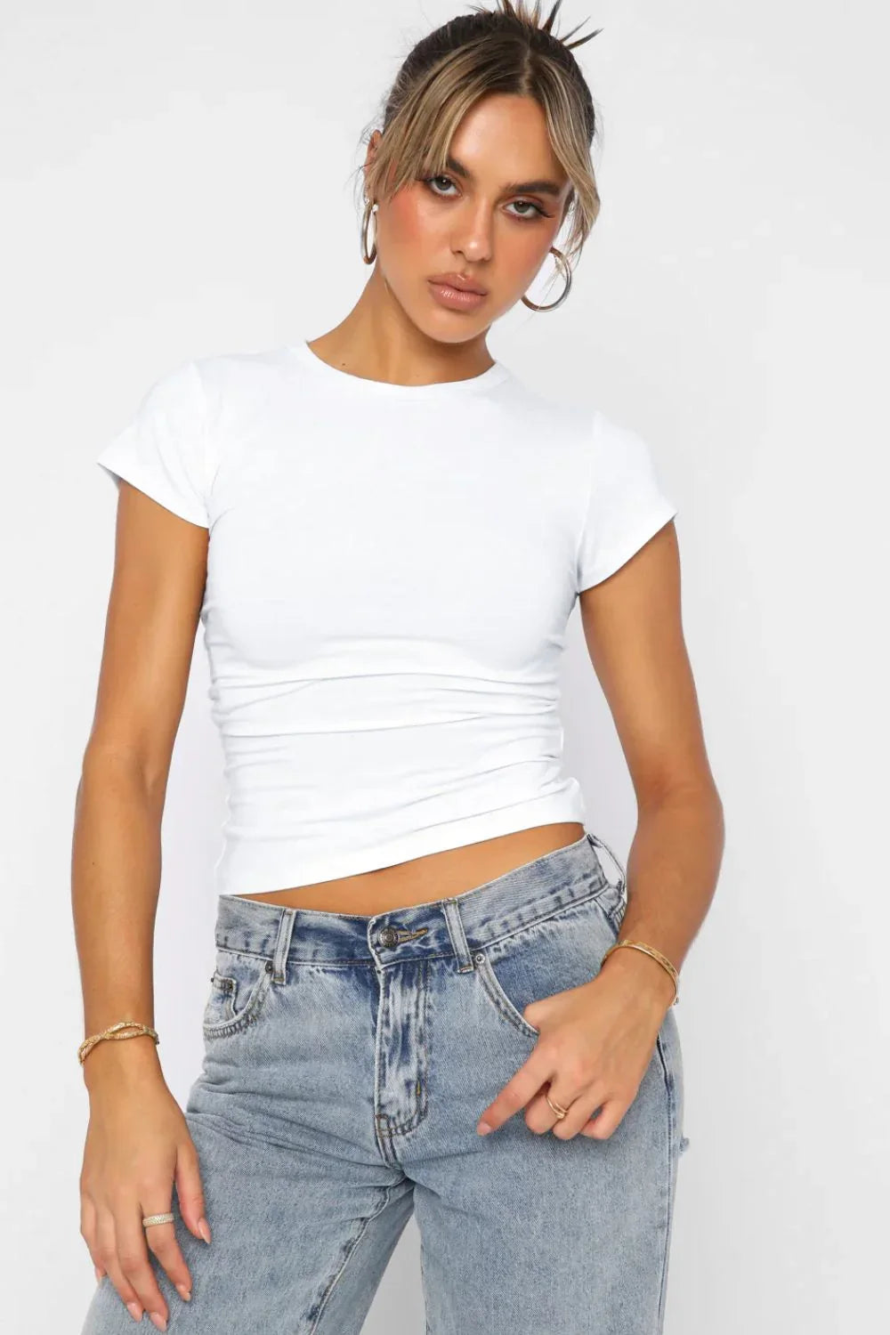 Crewneck Short Sleeve Tee In Lightweight Semi Sheer Fabric - Southern Shores Clothing