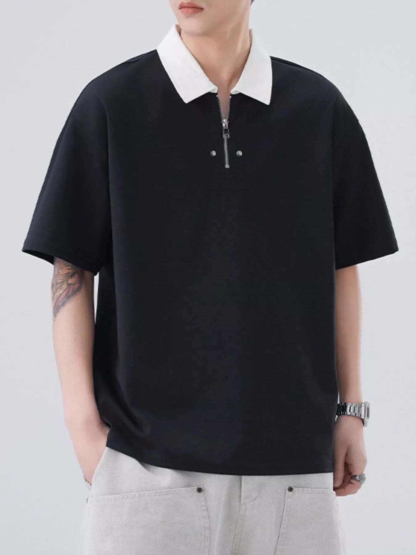 Plus Size Stretch Quarter Zip Short Sleeve Polo - Southern Shores Clothing
