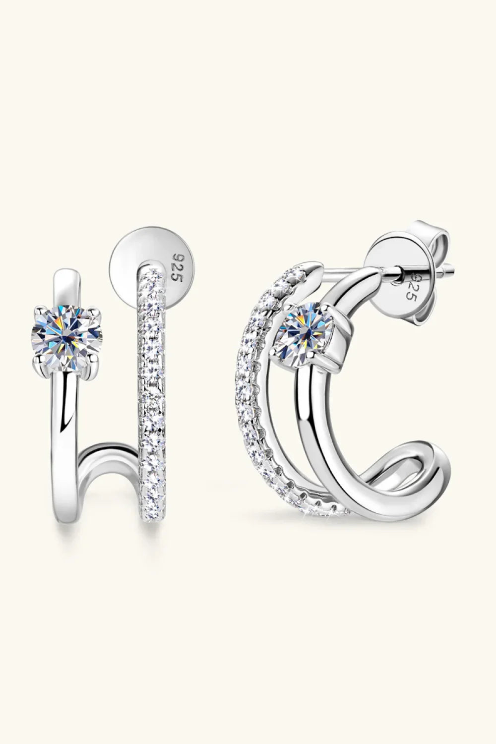 Moissanite Sterling Silver C-Hoop Earrings - Southern Shores Clothing