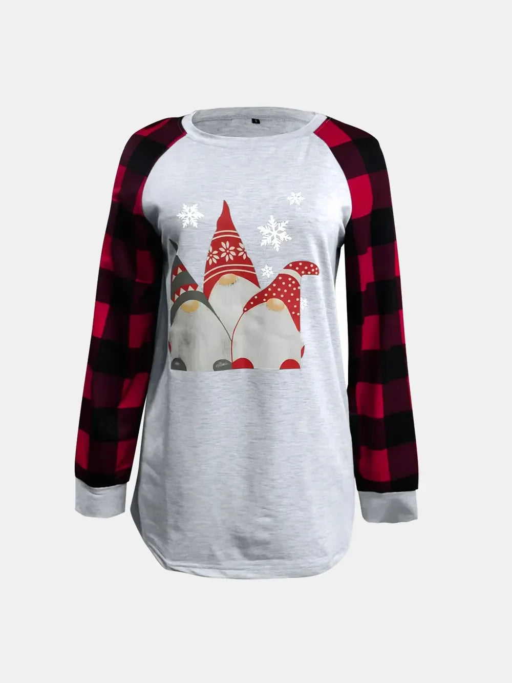 Coastal Plaid Graphic Round Neck Long Sleeve Shirt - Southern Shores Clothing