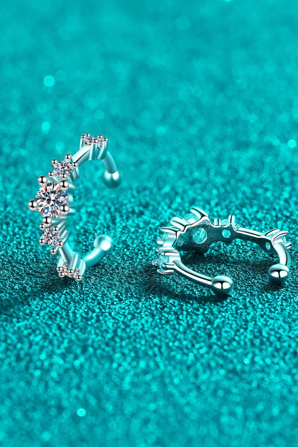 Moissanite Cuff Earrings Rhodium-Plated Sterling Silver - Southern Shores Clothing