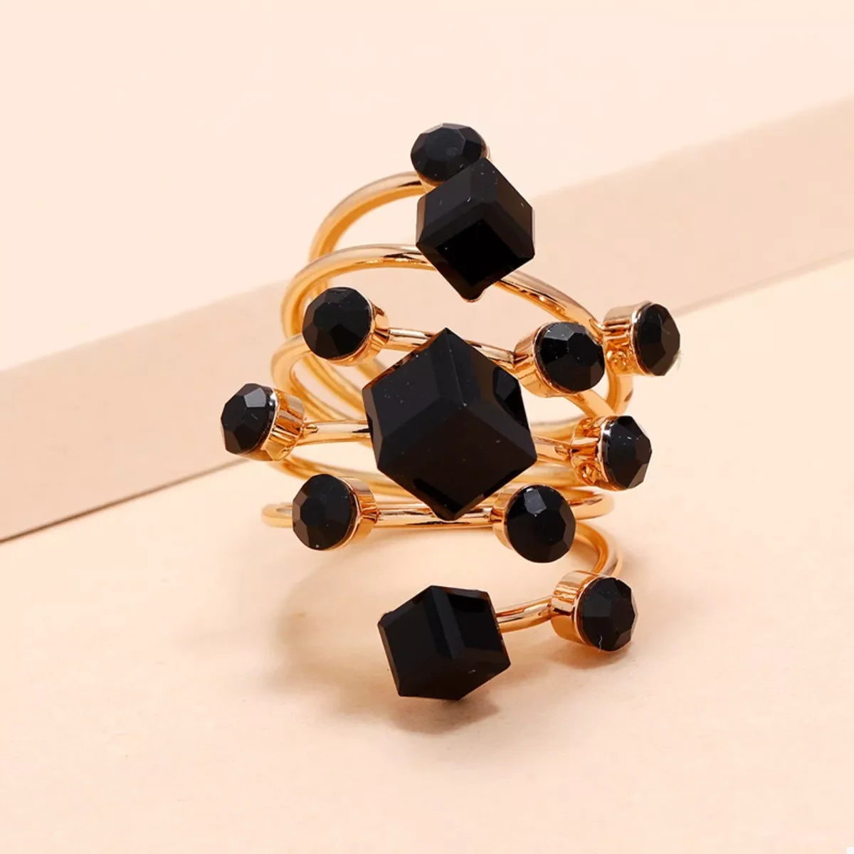 18K Gold-Plated Multi-Layer Crystal Ring - Southern Shores Clothing