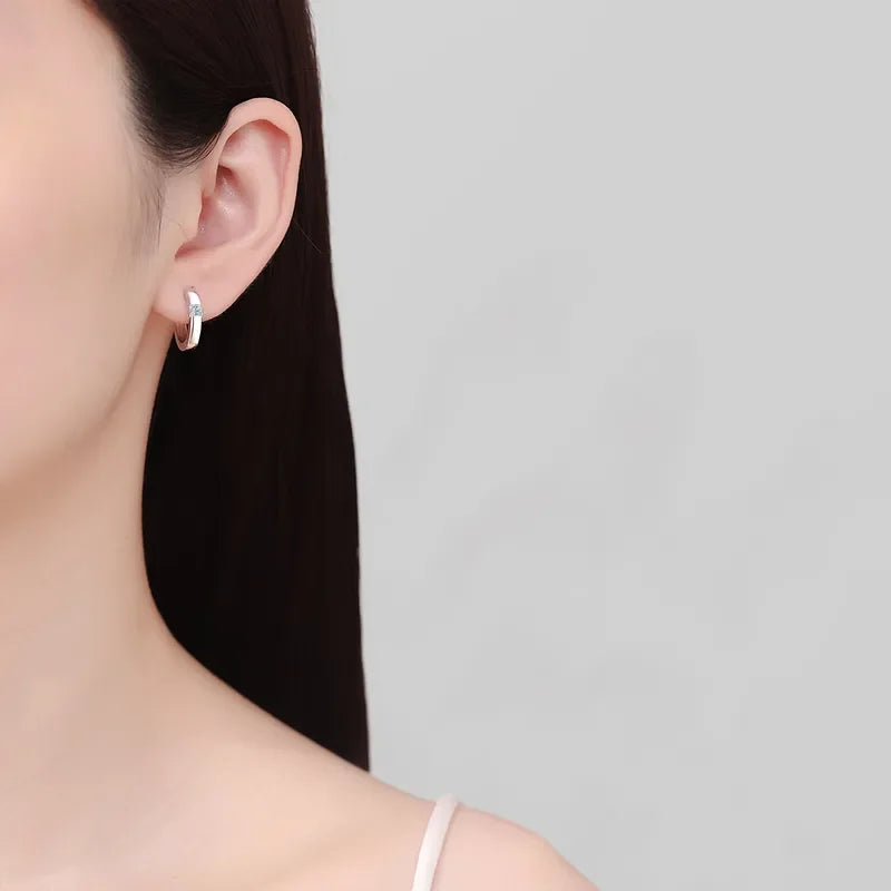 Sterling Silver Moissanite Huggie Earrings - Southern Shores Clothing
