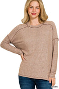 Melange Hacci Exposed Seam Hi-Low Tee Plus Size - Southern Shores Clothing
