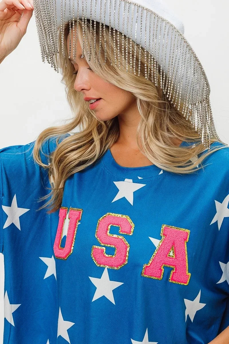 Fourth Of July Star Knit T Shirt Patriotic Celebration - Southern Shores Clothing