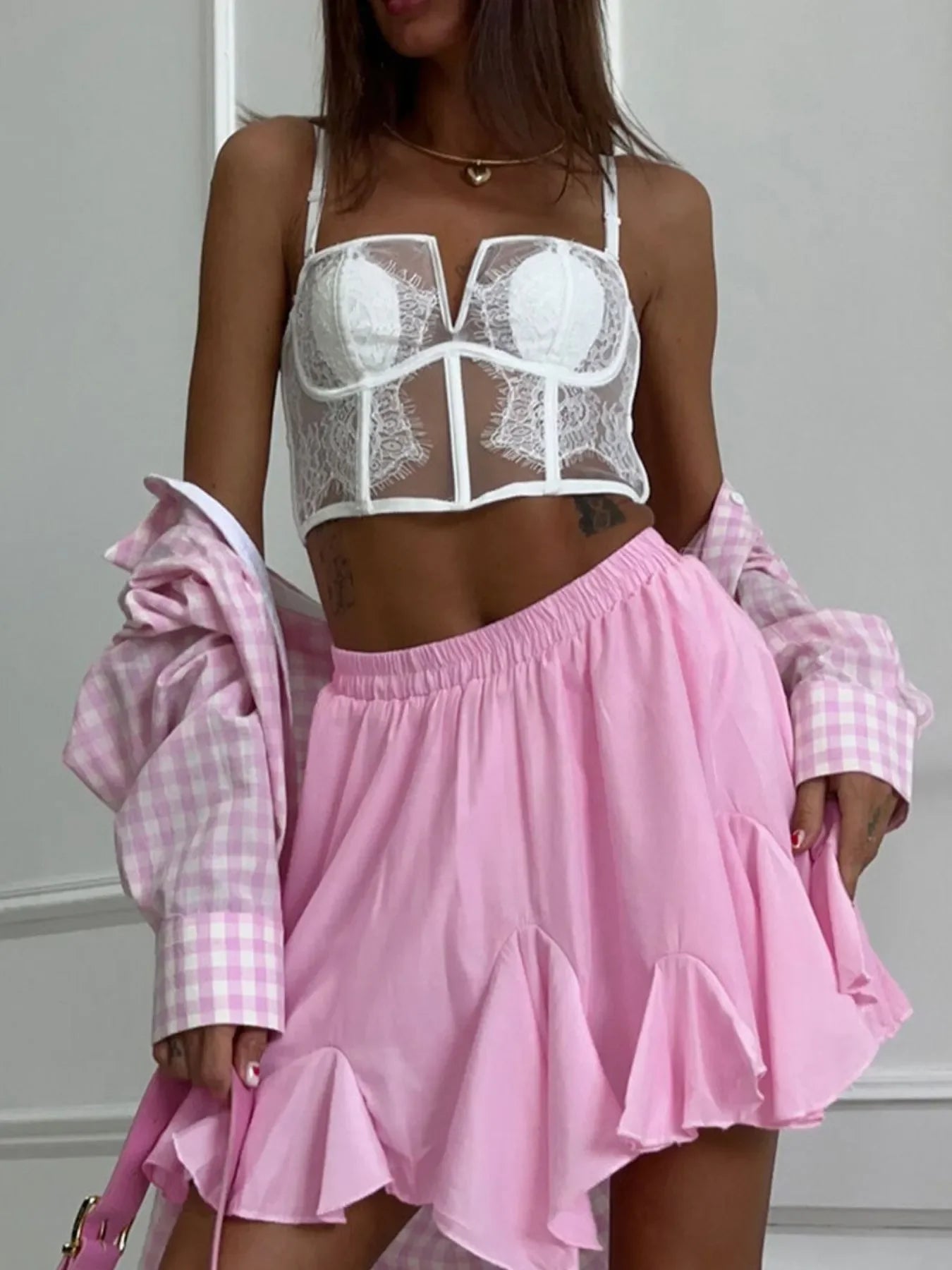 Elastic Waist Flowing Skirt With Ruffled Hem - Southern Shores Clothing
