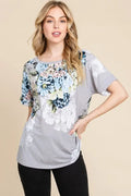Floral Round Neck Short Sleeve Tee Shirt - Southern Shores Clothing