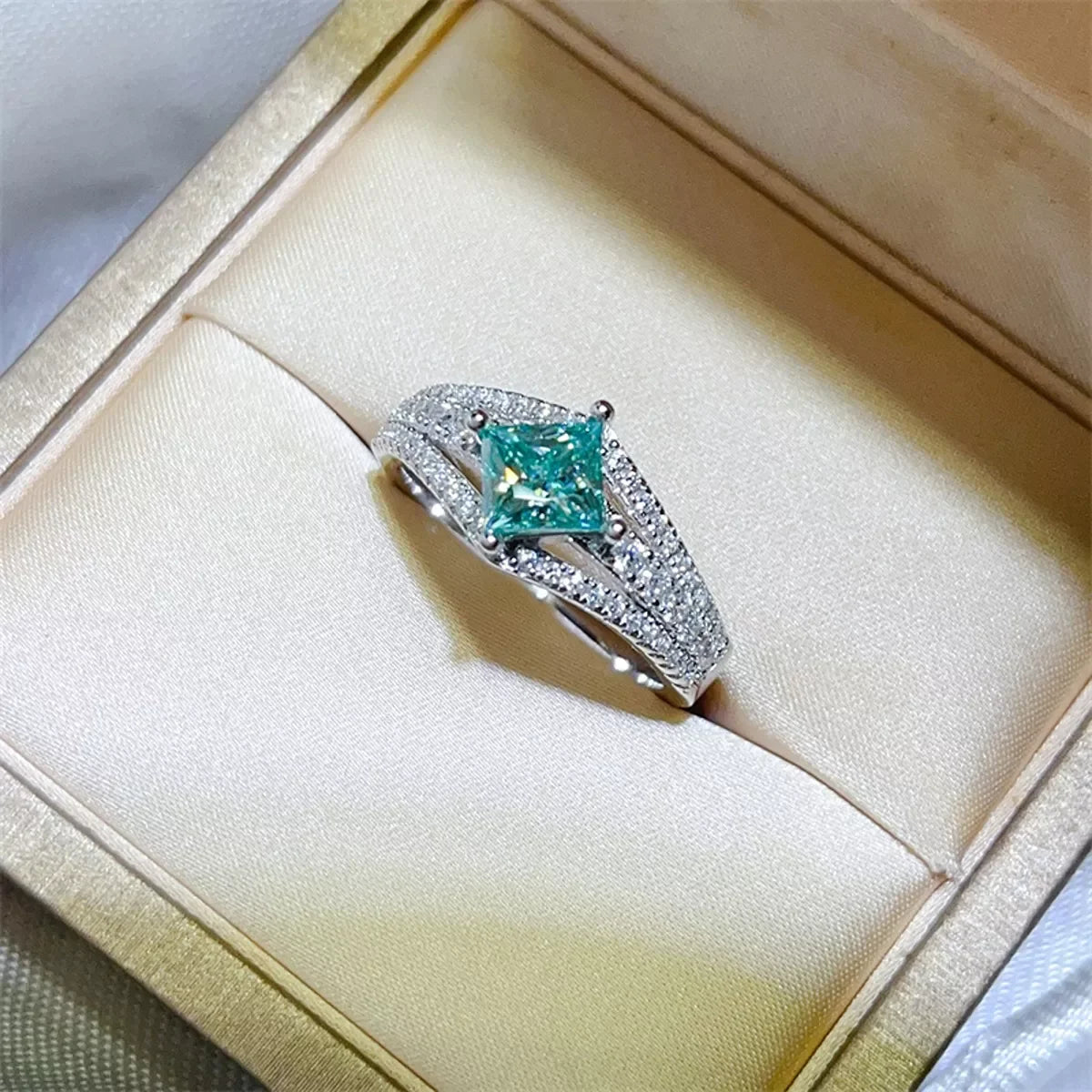 1 Carat Moissanite Sterling Silver Ring With Pave Accents - Southern Shores Clothing