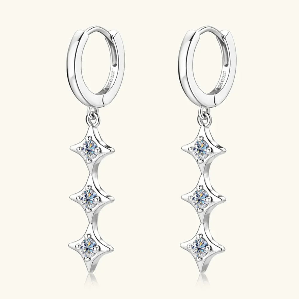 Geometric Moissanite Sterling Silver Earrings - Southern Shores Clothing