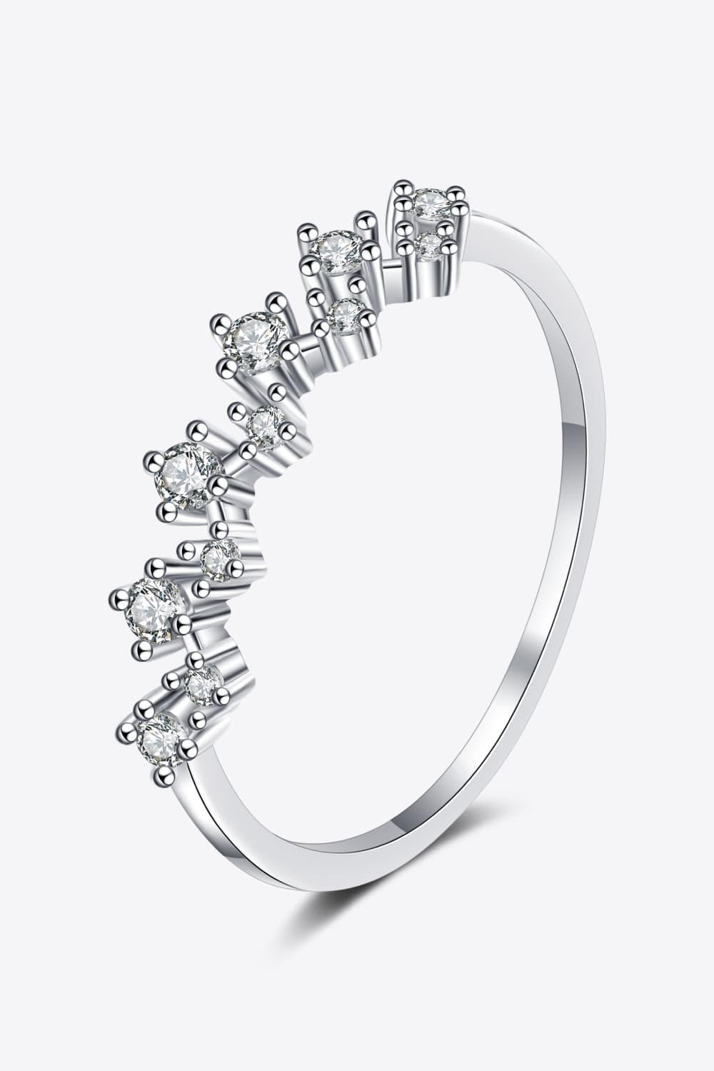 Minimalist Moissanite Ring, Rhodium-Plated Sterling Silver - Southern Shores Clothing